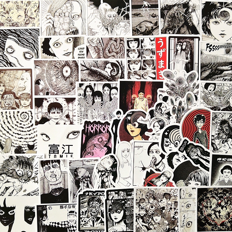 50Pcs/Set ❉ Junji Ito Classical Horror Comics Series 03 สติ๊กเกอร์ ❉ Manga Tomie Uzumaki Souichi Tsujii DIY Fashion Mixed Luggage Laptop Skateboard Doodle Decals สติ๊กเกอร์