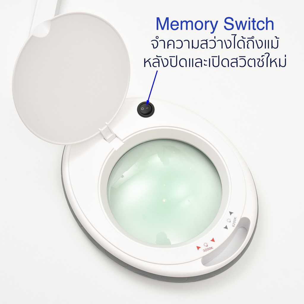 Cadik โคมไฟLEDสีwarm & daylight 800ลูเมน ปรับความสว่างได้ แว่นขยาย 5D (2.25เท่า) เลนส์กระจก6นิ้ว หนีบโต๊ะ รุ่น SM-6014-8 - รูปที่ 3