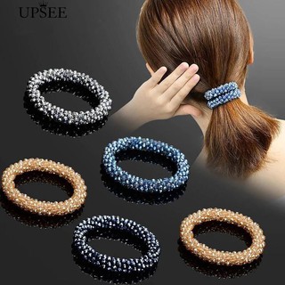 🌸 UPSEE  Artificial Crystal Hairband Hair Rope Ring Ponytail Holder