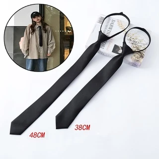 เนคไท เน็คไท สำหรับผู้หญิง Zipper Necktie For Men Women Tie for Boys Girls Suits 5cm SolidTies Slim Girls Neck tiie