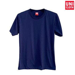 UNICLOTH เสื้อยืด คอกลม แขนสั้น สีพื้น DARKBLUE (กรม) (น้ำเงิน) เนื้อผ้า TC ดีกว่าผ้าคอตตอน เกรด PREMIUM (UN02-DARKBLUE)