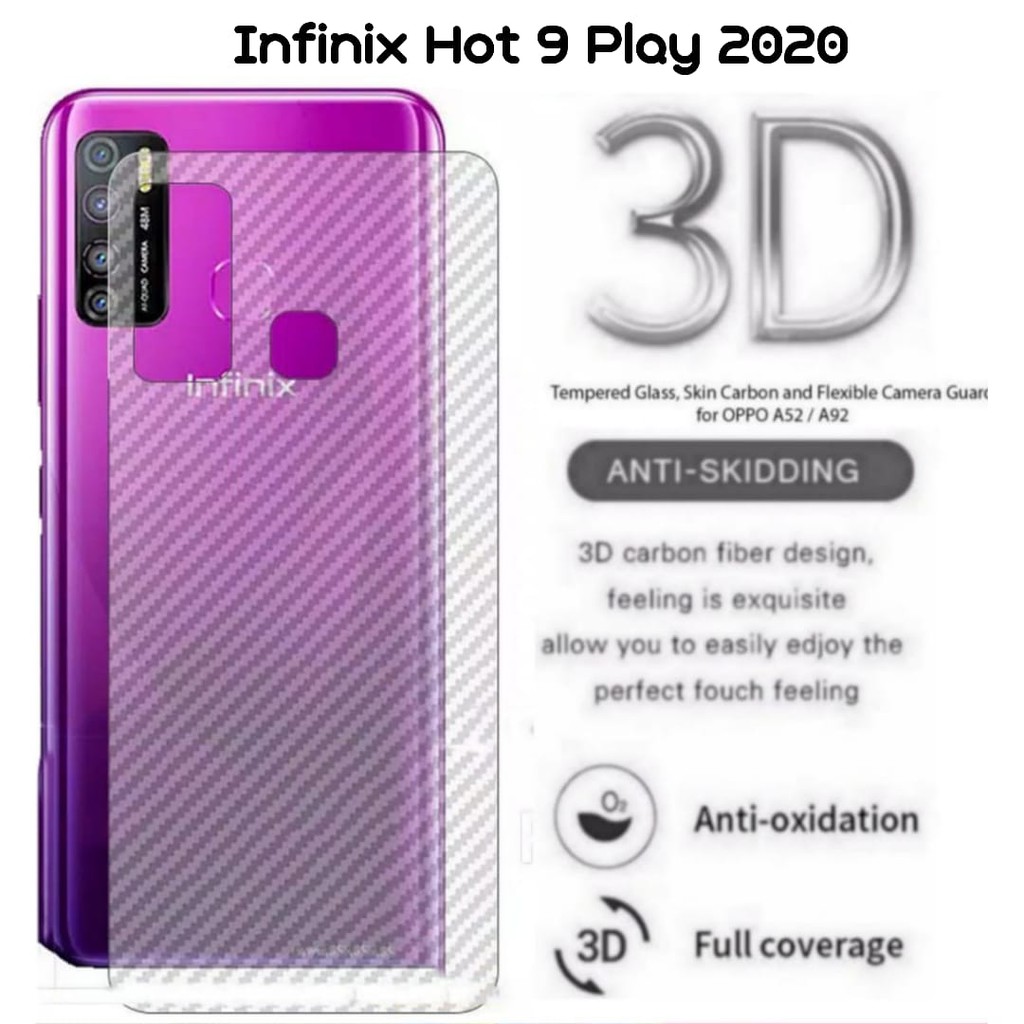 GARSKIN สติ๊กเกอร์คาร์บอน Infinix Hot 6 9 Play 6.82" Smart 4 3 Plus 6 6 Plus Zero 8 Skin Carbon โปร่