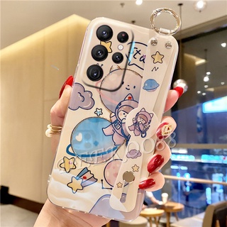 เคส Samsung Galaxy S22 Ultra S22+ Plus 5G Handphone Casing Bling Cartoon Wine Glass Balloon Phone Case Back Cover with Wristband เคสโทรศัพท์ ซัมซุงS22 GalaxyS22 S22Ultra