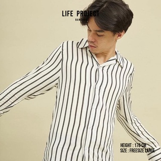 [LIFEPROJECTBKK] ZEBRA SHIRT - เชิ้ตแขนยาว freesize  ผ้าสปัน มี 2 ไซส์ ชายและหญิง ใส่สบายสวยๆ รีดง่ายเรียบกริ้บ