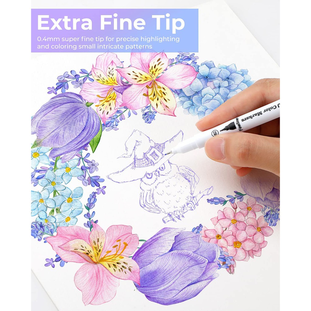 Ohu Water Based Dual Tips แปรงทาสี Fineliner ปากกามาร์กเกอร์สีการประดิษฐ์ตัวอักษรการวาดภาพ Sketching - รูปที่ 5
