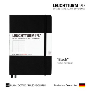 Leuchtturm1917 Medium (A5) Hard Cover "Black" - สมุดโน๊ต Leuchtturm A5 ปกแข็ง สีดำ