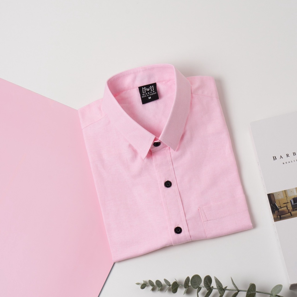 16 สี [พร้อมส่ง]🔥เสื้อเชิ้ตแขนสั้นคอปกสีชมพู เสื้อเชิ้ตผู้ชาย S-Xxl |  Shopee Thailand