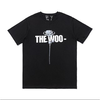 DRG ฝ้ายบริสุทธิ์ แฟชั่น Vlone X Pop Smoke The Woo เสื้อยืดลําลองสําหรับผู้ชายผู้หญิงแขนสั้นคอก ลม