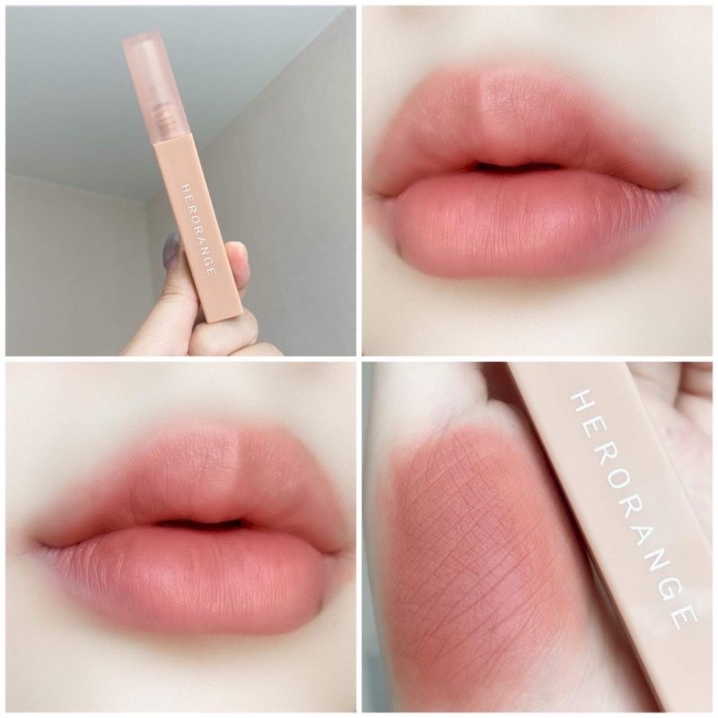 สีขายดี ลิป Herorange สีน่ารักมาก ลิปสีนี้ทาได้ทุกวันจริงๆ แมตต์เนื้อน้ำ ทาง่าย ไม่ตกร่อง ทาแล้วปากดูฟูสวยอิ่มดีมาก