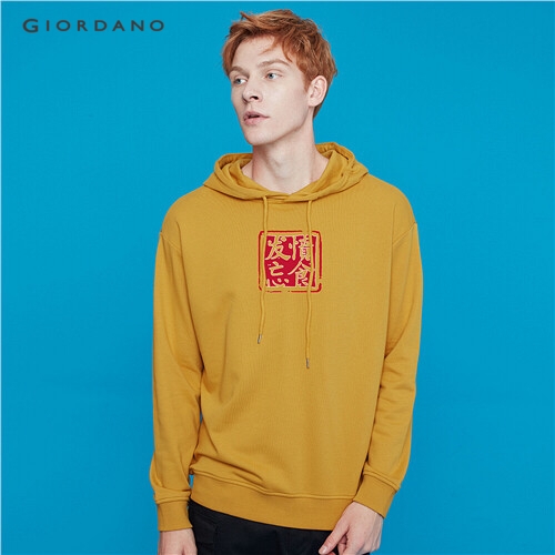 GIORDANO MEN Printed long-sleeve hoodie 91099694