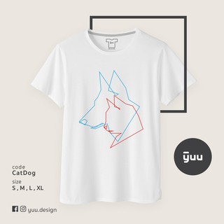 [ส่งฟรีไม่ใช้โค้ด] Yuu เสื้อยืด หมา แมว แดง ฟ้า Dog Cat Blue Red T-shirt