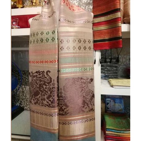 #เก็บปลายทางได้คะ#ผ้าคลุมไหล่ผ้าพันคอ ผ้าไหม Silk ลายช้าง ผ้าคลุมไหล่ ผ้าลายช้างไทย ลายไหม ลายไทย#ผ้าพันคอผืนใหญ่#