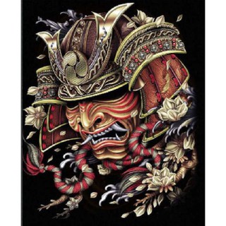 ซามูไรT-shirtGR717ลายซามูไร เสื้อยืด(เรืองแสง)ผู้ชายสีดำ (ไซส์ยุโรป)