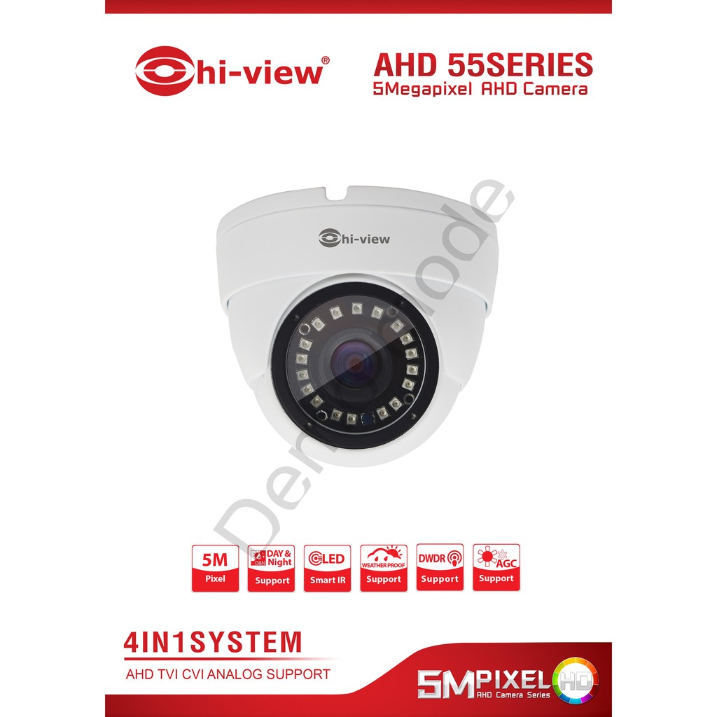 HA-554D50 Hiview CCTV กล้อง 5 ล้านพิกเซล  รองรับ, 4 in 1 (CVBS / AHD / TVI / CVI)รวมอะแดปเตอร์
