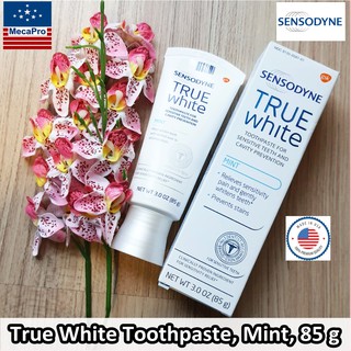 Sale 70% Exp 09/22 Sensodyne® True White Toothpaste, Mint 85 g ยาสีฟัน เซ็นโซดายน์ สำหรับฟันที่บอบบางและป้องกันฟันผุ