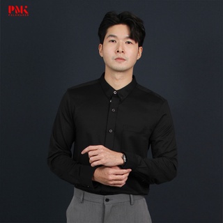 เสื้อเชิ้ตแขนยาว (คอเชิ้ตปกเชิ้ต) Prima สีดำ F04PE0003 - PMK Polomaker