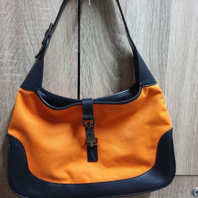 Gucci Jackie Hobo Orange Nylon Shoulder bag ของแท้มือสอง แท้💯