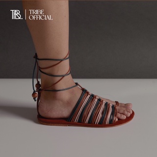 Tribe. รองเท้าหนังผู้หญิง รุ่น  Kenna Sandals หนังแกะกลับ สีน้ำตาล/เขียว/ชมพูอ่อน