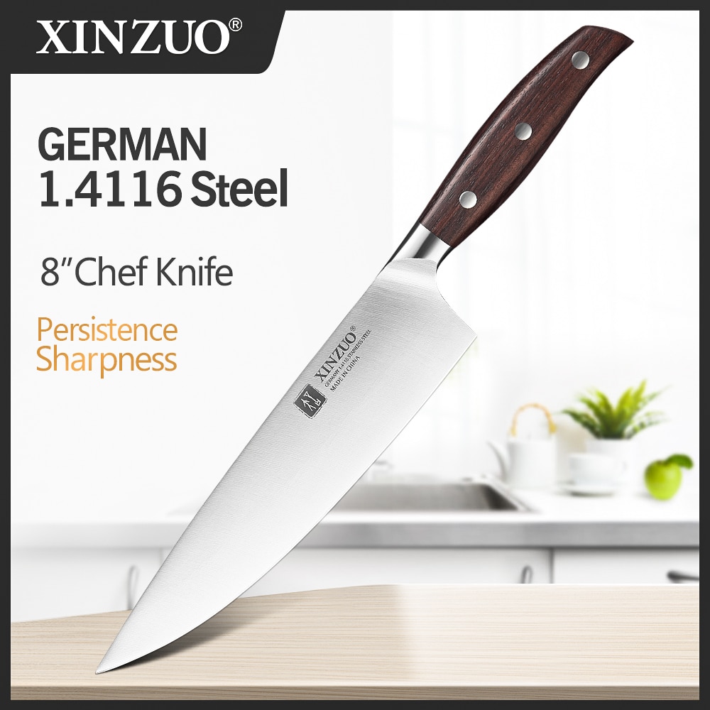 XINZUO 8'' Chef Knife Germany DIN 1.4116 Stainless Forged Steel Kitchen Knives Chef's Knife Kitchen 