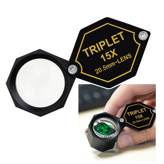 15x เครื่องประดับ Loupe แว่นขยาย 20.5 มม. เลนส์ Triplet Achromatic Optical Glass แว่นขยายโลหะชุดขยาย Loupe กรอบสีดำ