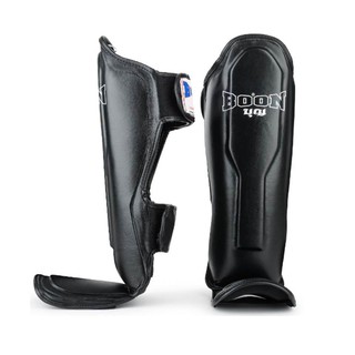 BOON Shin Guards Black SPBK (S,M,L,XL,XXL) genuine LeatherTraining Protector for MMA K1 สนับแข้งบุญ สีดำ ทำจากหนังแท้ ฺ