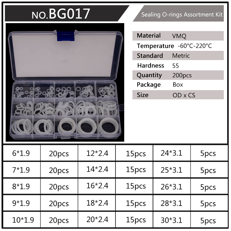 150-200-225PCS PCP Paintball ซีล O แหวนซิลิโคนสีขาวทดแทน OD 6 มม.-30 มม.CS 1.5 มม.1.9 มม.2.4 มม. 3.1 มม.O-ring ชุด - รูปที่ 6