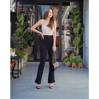 SALE🔻กางเกงขายาวทรงขาม้า ขากระบอก Flare-leg solid pants