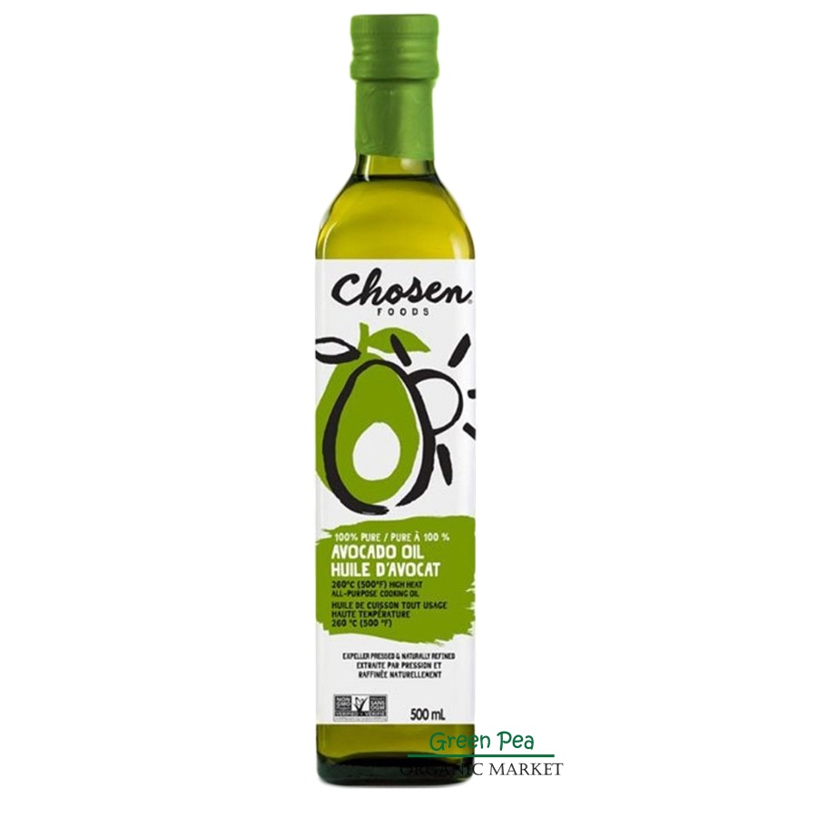 Chosen Foods !New Package! น้ำมันอะโวคาโด 100%Pure  Avocado Oil 500 ml ขวดแก้ว