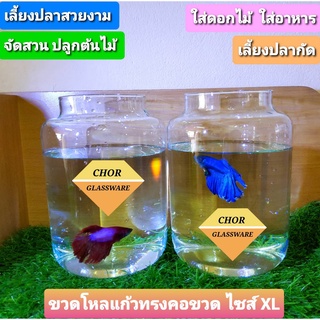 ขวดโหลแก้วไซส์ XL ขนาด 2 ลิตร แก้วเลี้ยงปลาสวยงาม โหลปลากัด [พร้อมส่ง ] ทรงคอขวด ใส่อาหาร จัดสวนแก้ว ตกแต่ง