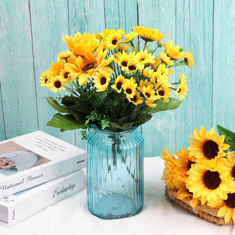 Eniang815 5/7/22 หัวผ้าไหมดอกทานตะวัน DIY Craft ตกแต่งบ้านสีเหลืองสดใสตกแต่งงานแต่งงาน - รูปที่ 6