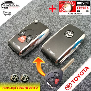 กรอบกุญแจพับ Toyota ทรงคลาสิก แบบ 2-4 ปุ่ม