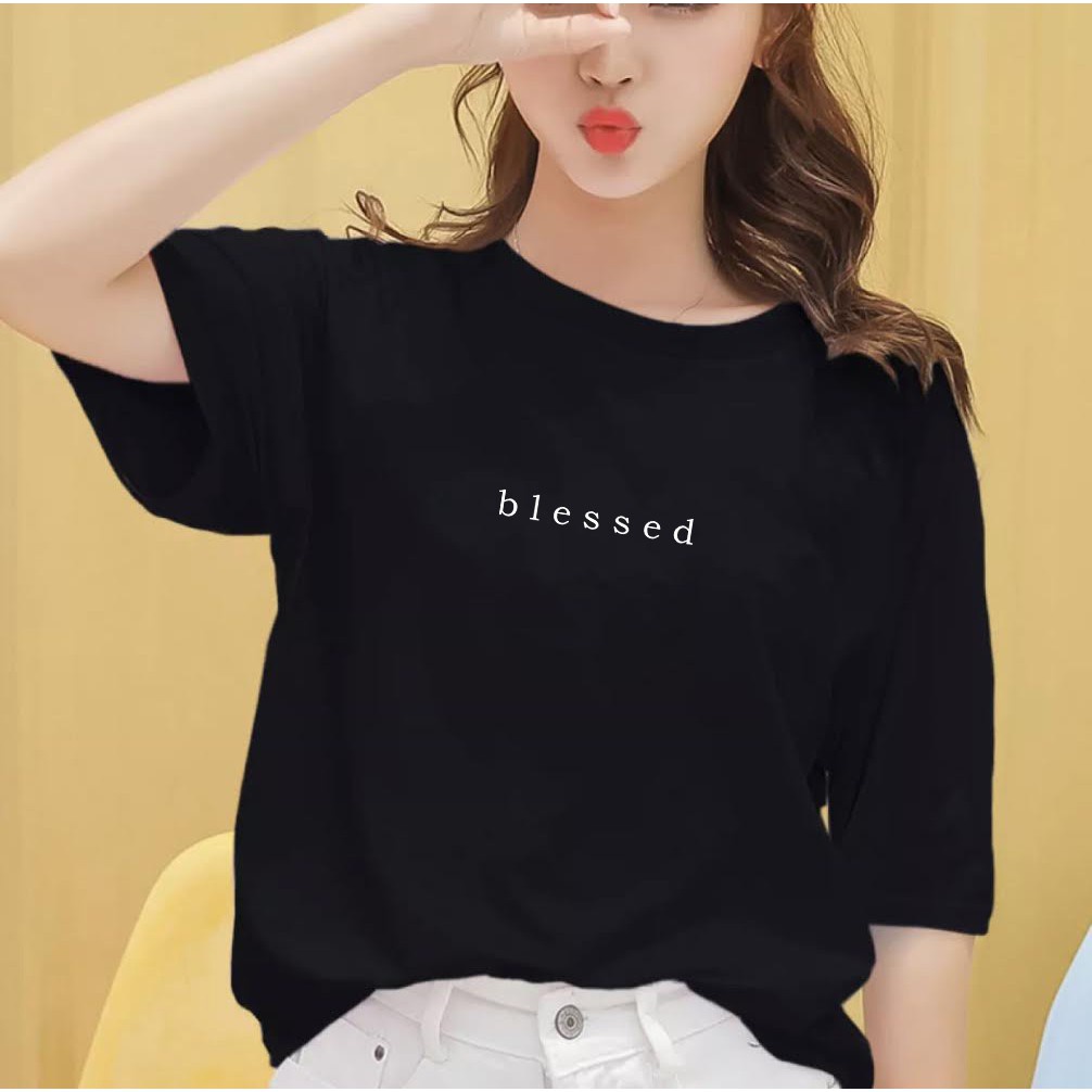 เสื้อยืด BLESSED, เสื้อบุรุษและสตรีเกาหลี, เสื้อยืด OVERSIZED SHORT-SLEEVED (BLESSED)