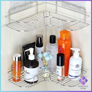 ติดผนัง ไม่เจาะรู ชั้นวางของ สแตนเลส ที่วางของเข้ามุม ชั้นวางของในห้องน้ำ  Punch-free shelf