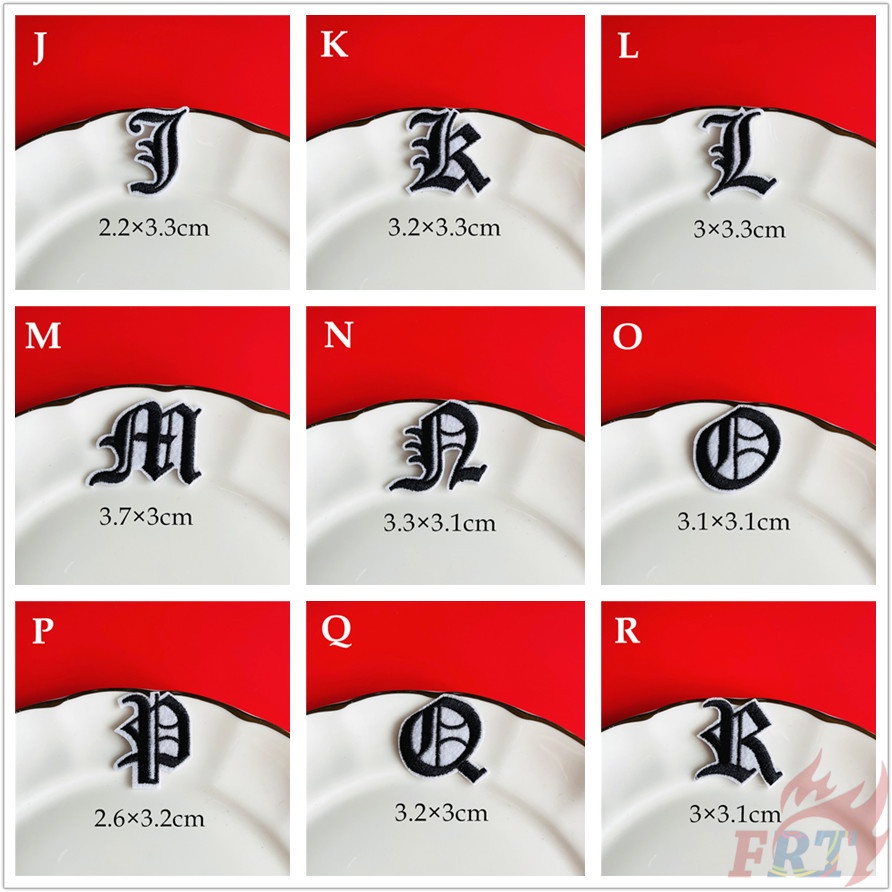☸ แผ่นแพทช์รีดร้อน ลายตัวอักษรภาษาอังกฤษ Q-1 ขนาดเล็ก สีดํา สไตล์โกธิค ☸ แผ่นแพทช์ รีดติดเสื้อผ้า ปักลาย DIY 1 ชิ้น