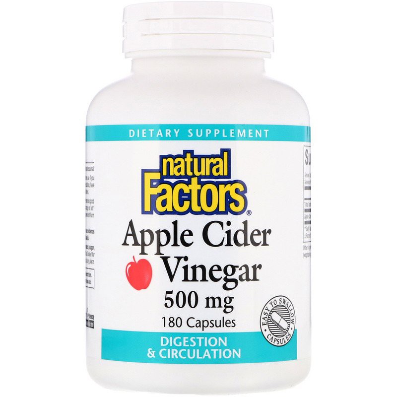 Natural Factors, Apple Cider Vinegar, 500 mg, 180 Capsules and  360 Capsules