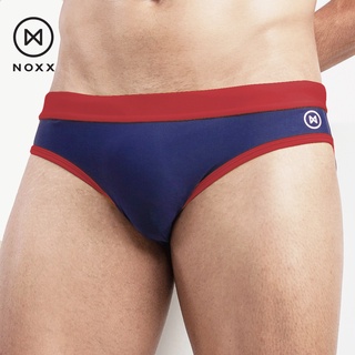 Noxx Swim Briefs: กางเกงว่ายน้ำ บรีฟ สีกรมท่า กุ๊นแดง (Navy Blue - Red Trim)