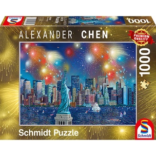 จิ๊กซอว์ Schmidt - Statue of Liberty with fireworks  1000 piece  (ของแท้  มีสินค้าพร้อมส่ง)