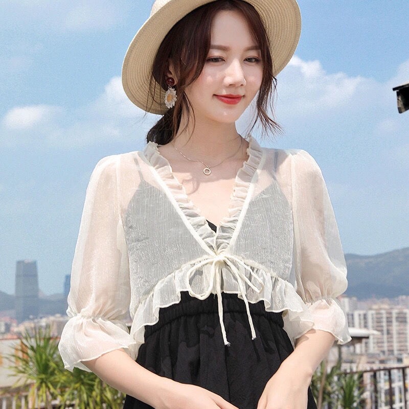 เสื้อคาร์ดิแกนเสื้อคาร์ดิแกนผ้าชีฟองผ้าคลุมไหล่กันแดดสําหรับผู้หญิง – โปรปัง