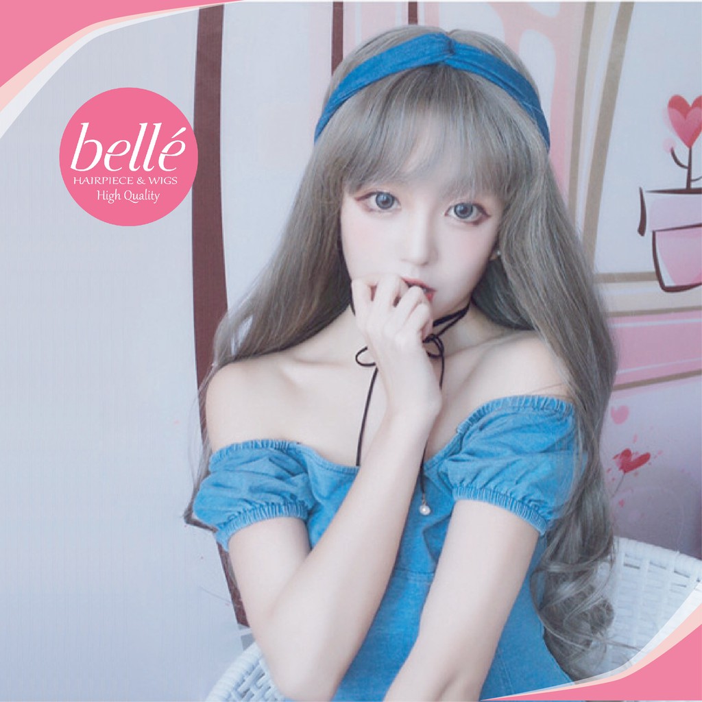 ลดล้างสต๊อก   BELLE วิกผม ลอนวอลลุ่ม สีเทาหม่น ชมพูหม่น 60cm สไตล์เกาหลี (พร้อมส่ง) อินเทรนด์สุดๆ แถม net ฟรี จำนวนจำกัด