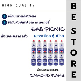 แก๊สกระป๋องใหญ่ 355ml (ชุด 12 กระป๋อง) แก๊สสำหรับเตาพกพา เตาเอนกประสงค์ และใช้กับหัวพ่นแก๊สได้ทุกรุ่น