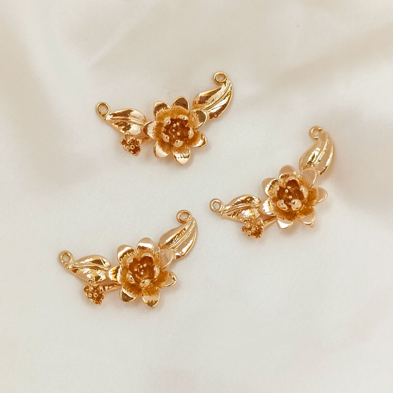 เครื่องประดับ สร้อยคอ สร้อยข้อมือ ชุบทอง 14K ลายดอกไม้ สามมิติ แฮนด์เมด DIY ราคา ถูกที่สุด ดีลบีเคเค รูปภาพหลัก