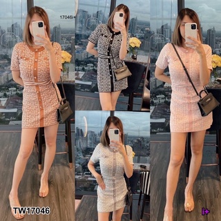 TW17046 mini dress มินิเดรสแขนสั้น ผ้าไหมพรม