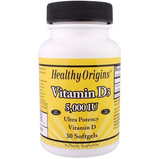 Healthy Origins, Vitamin D3, 5,000 IU, 30 Softgels