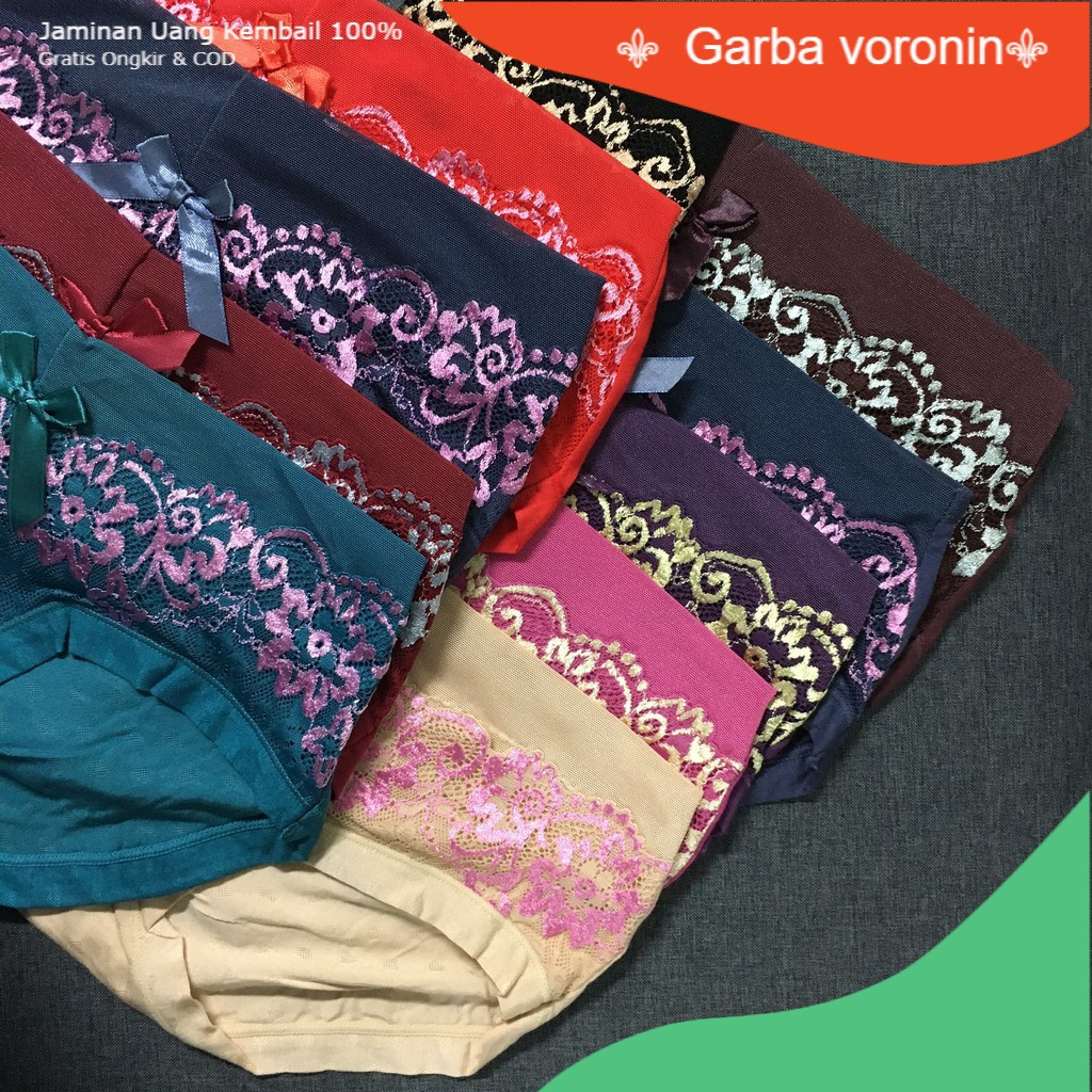 ️Garba Voronin ️ 5 ชิ้น combo ผู้หญิงต่ําเอวดอกไม้ลูกไม้ริบบิ้นชุดชั้นในสุภาพสตรีกางเกงไม่มีรอยต่อ 5