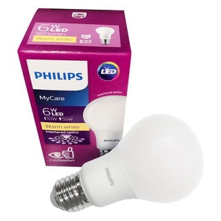 หลอดไฟ LED PHILIPS A60 E27 6วัตต์ สีขาวเหลือง