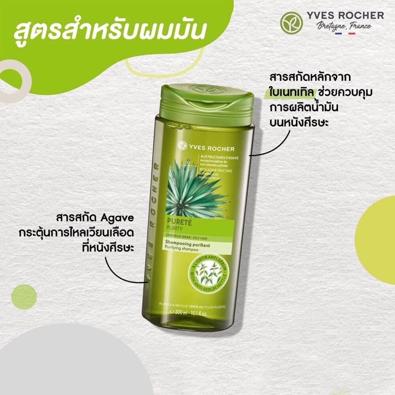 แชมพูสระผมสูตรสำหรับผมมัน ลดความมันจากโคนผม Yves Rocher BHC V2 Purifying Shampoo 300ml จากอีฟ โรเช ข