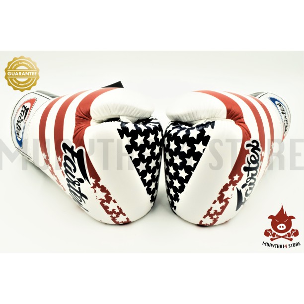 นวมชกมวย Fairtex BGV1 USA Flag Limited Edition Gloves ลายธงชาติสหรัฐอเมริกา ขาว แดง น้ำเงิน
