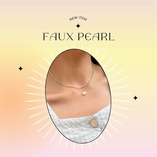 Faux Pearl Layered Decor Necklace สร้อยคอมุก