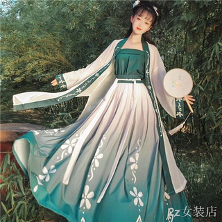 พร้อมส่งจ้า👗Hanfu ยาว twill เอวแท้กระโปรงจีบหญิงดอกไม้และนกจีบกระโปรงสลิง Song Mo Chun Xia