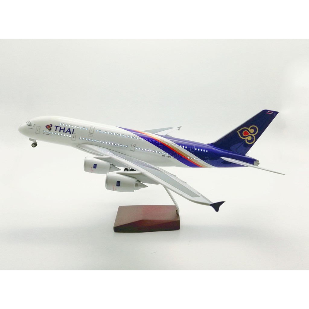 [47CM] โมเดลเครื่องบิน การบินไทย แอร์บัส A380 ทำด้วยเหล็ก มีไฟและฐานตั้งโชว์ให้ สวย งานคุณภาพ - ของขวัญ ของเล่น ตั้งโชว์